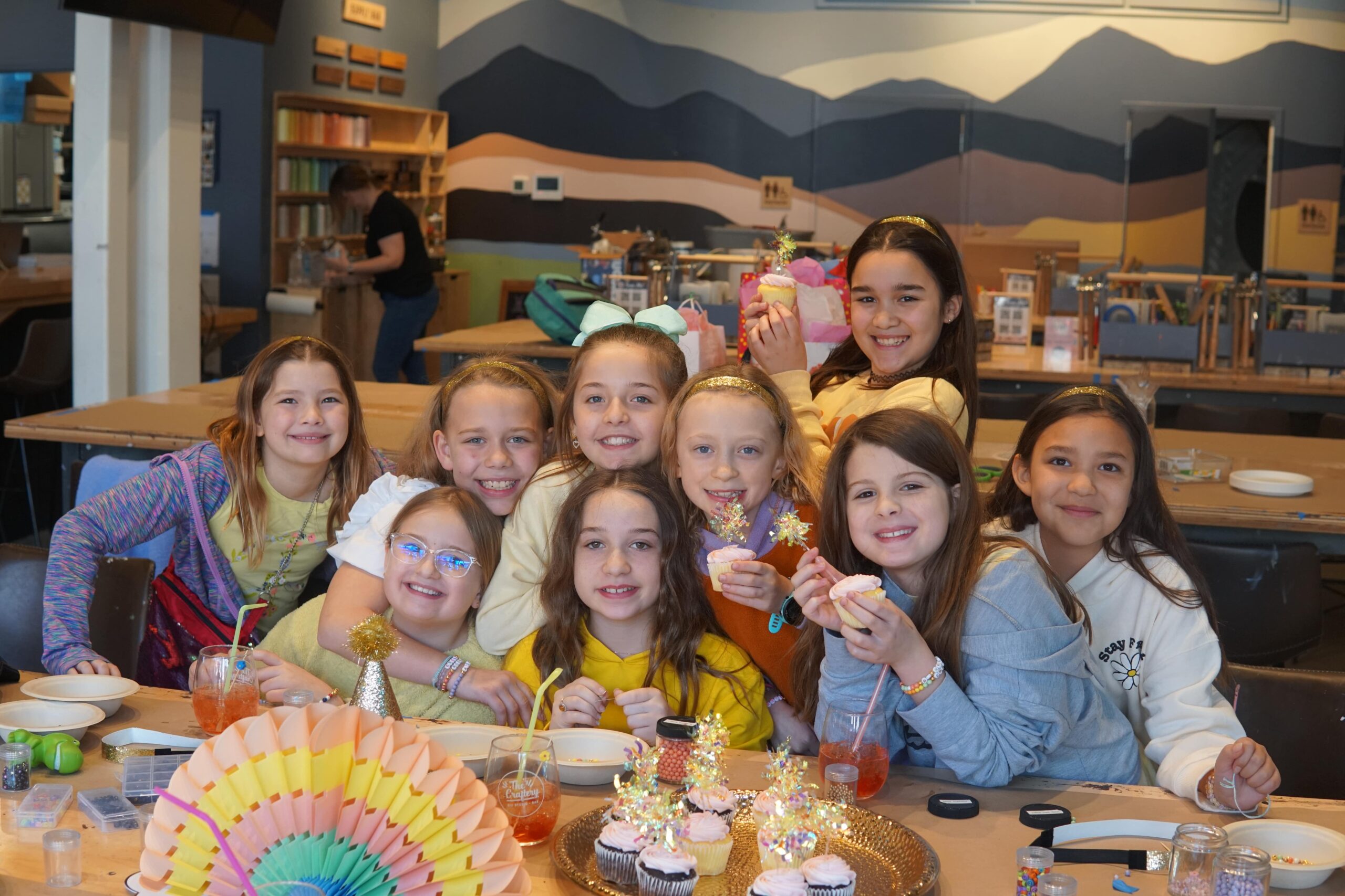 A little girl enjoying her birthday party at the craftery